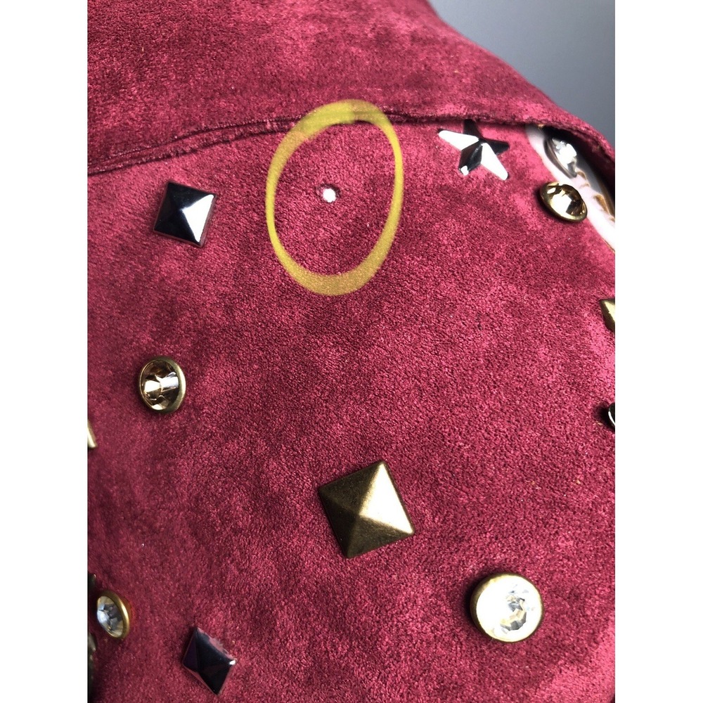 Josefina by Vero Solis Burgundy Fringe Stud Jacket Western Boho M B-58″ DAMAGED - Picture 11 of 16